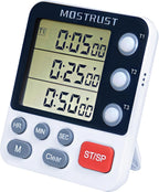 Digital Dual Kitchen Timer, 3 Channels Count Down/Up Triple Timer for Cooking, Magnetic Memory-Preset Large Display Adjustable Alarm Volume, Multi Times Management, 3A Battery Included, White