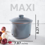 Romertopf Freshness Storage Potato Onion Garlic Clay Pot Set of 3 with Lids - Blue-gray