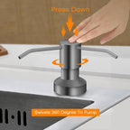 Sink Soap Dispenser for Kitchen Sink, Countertop Built in Sink Soap Dispenser with 47” Extension Tube kit, No Need to Fill The Little Bottle Again (Gray)