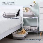 TheWarmHome Small Storage Baskets for Organizing,Storage Baskets for Shelves,Small Fabric Storage Bins W/Handles For Closet Nursery Toy Decorative Foldable (White&Grey, 11.8L*7.9W*5.2H-6 Pack)