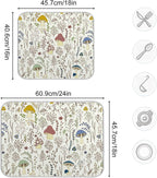 Cute Mushroom Wild Plant Dish Drying Mat for Kitchen Counter Absorbent Microfiber Drying Pad, Large 18x24 in, Reversible Drainer Mats