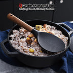 Silicone Rice Paddle with Wooden Handles: Non-Stick Rice Spoon, Mashed Potato Serving Spoon, Heat Resistant Cookware, Protects Surfaces with Gentle Head Design