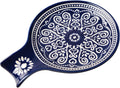 Ceramic Spoon Rest, Cooking Spoon Holder for Kitchen Counter/Stove Top/Dining Table Modern Farmhouse Decorative, Large (Blue)