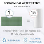 Homaxy 100% Cotton Terry Kitchen Towels(Grass Green, 13 x 28 inches), Checkered Designed, Soft and Super Absorbent Dish Towels, 12 Pack