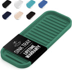 Zulay Kitchen (9x3.5) Silicone Sponge Holder for Kitchen Sink - Flexible Multipurpose Soap Tray - Sink Organizer for Kitchen, Bathroom, Makeup, Trinkets & More (Pine Green)