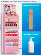 2 Pack Over The Door Organizer, Hanging Storage Organization with Large Capacity Pockets, Swing-Proof Behind Door Storage Shelf for Kicthen Bedroom Nursery Kids Toys Shoes,Pink