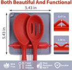 Silicone Spoon Rest for Stove Top, Non-Slip and Heat-Resistant, BPA-Free Kitchen Spoon Rest for Spoons and Ladles, Gray + Red