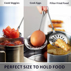 Yimi Cooking Skimmer Slotted Spoon, Durable 304 Stainless Steel Frying Strainer Ladle with Vacuum Ergonomic Handle, Heat Resistance Fryer Scoop Kitchen Utensil, Ideal for Gift, 14.8 Inches