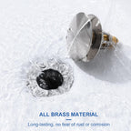 3-in-1 Universal Bathroom Sink Stopper - Brushed Nickel Pop Up Sink Drain Stopper, Brass Bounce Bullet Core Sink Stopper Replacement, Wash Basin Drain Filter Plug with Anti-Clogging Strainer