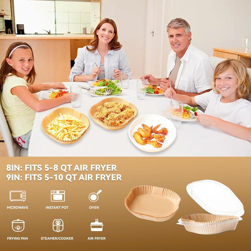 125Pcs 8 inch Square Disposable Air Fryer Parchment Liners-Non-Stick Parchment Sheets for Air Fryer Basket Microwave – Oil-proof, Water-proof, Effortless Cleanup for Baking