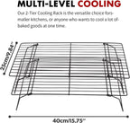 ShellKingdom Cooling Racks, Stainless Steel Non-Stick Baking Racks And Oven Safe Wire Cool Racks for Cookies, Cakes and Baking, 2-Tier, Foldable