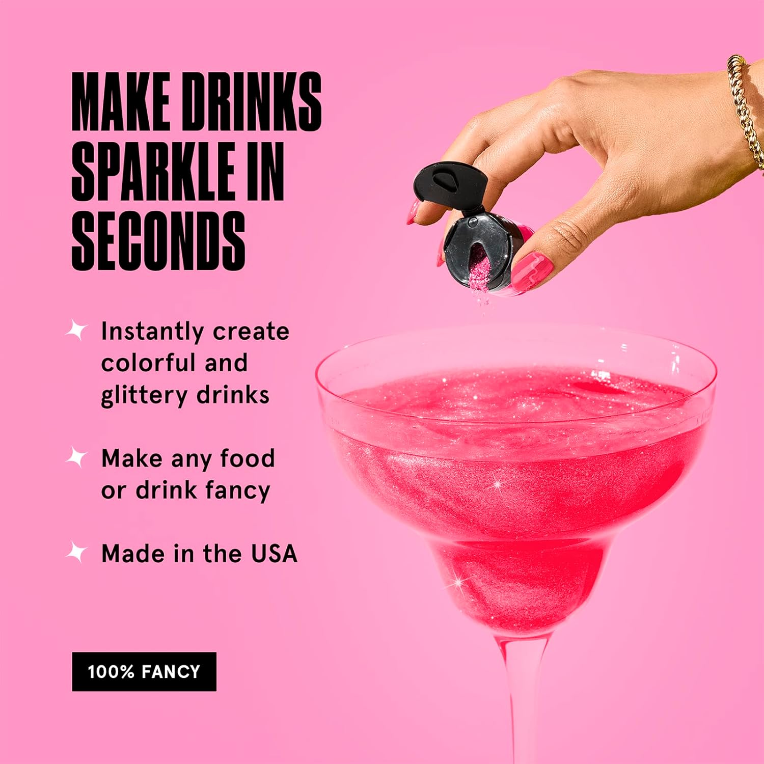 Fancy Sprinkles Tourmaline Pink Premium Edible Glitter, 100% Edible Glitter for Sparkling Food & Drinks No Taste or Texture (4gm)