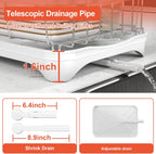Dish Drying Rack - 304 Stainless Steel Dish Rack with Utensil Holder & Adjustable Spout, Space-Saving Organizer, Large Capacity for Bowls, Dish Drainer with Drainboard, White