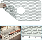 1 Pack Silicone Sink Mat, Center Drain Non-slip Sink Protectors Large Kitchen, Heat Resistant Mat Liner for Farmhouse Stainless Steel Porcelain Bottom