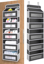 Upgrade Pocket Over The Door Organizer Storage, 5 Shelf Hanging Door Organizers with 10 Large Capacity Pockets, Anti Tilt 48 lb Load Behind Door Organizer for Bedroom, Bathroom, Pantry
