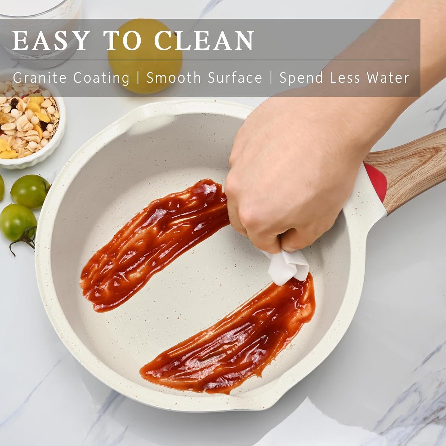 VINCHEF Nonstick Saucepan with Lid, 3QT Sauce Pan with Stay Cool Handle, Non Stick Small Cooking Pots Induction pot, Dishwasher Safe, Compatible for All Stove Top, PFAS and PFOA Free White