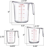 Amazing Abby - Melissa - Plastic Measuring Cups (3-Piece Set), Food-Grade Measuring Jugs, 1/2/4-Cup Capacity, Unbreakable, Stackable, Dishwasher-Safe, Great for Oil, Vinegar, Flour, and More