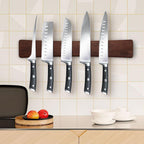 HOSHANHO Magnetic Knife Strips, Magnetic Knife Holder for Wall 16 Inch, Acacia Wood Knife Magnetic Strip Use as Knife Bar, Knife Holder for Kitchen Utensil Organizer
