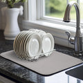 Light Gray Dish Drying Mats 17” x 24” – XXL Kitchen Drying Mat for Counter, Super Absorbent Microfiber Dish Rack Mat, Foldable Drying Pad for Dishes, Pots, Pans – Dish Drainer Mat