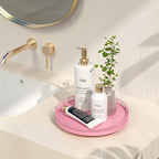 10" Oak Wood Bathroom Tray for Counter, Vanity Tray for Perfume Lotion Candle Makeup Jewelry Sink Soap Holder Turntable Dresser Organizer Countertop Coffee Table Decor Organization and Storage Pink