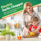 Electric Garlic Chopper, 300ML Portable Cordless Mini Food Processor, Rechargeable Vegetable Chopper Blender for Nuts Chili Onion Minced Meat and Spices BPA-Free(White)
