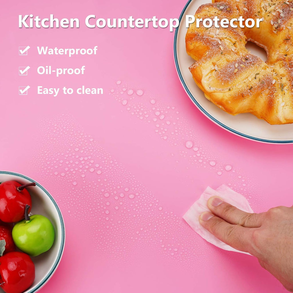 Gartful Extra Large Silicone Mats for Countertop, 28" by 20" Multipurpose Mat, Counter Table Protector, Desk Saver Pad, Placemat Nonstick Nonskid Heat-Resistant Pad, Pink, 2PCS