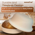 Sassafras Superstone Stoneware La Cloche Bread Baker, Unglazed, Baking Stone for Bread, Capacity 5QT 12”D x7”H with handle, Withstands Temperature 500-2100 Fahrenheit