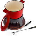 Swissmar Sierra Cast Iron Fondue Set, 1.6 Quart / 1.6 Liter – Perfect for Meat, Cheese, & Chocolate Fondues – Ideal for Family Bonding & Hosting Gifts - 12-Pieces, Cherry Red