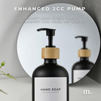 MaisoNovo Glass Hand Soap Dispenser | Dish Soap Dispenser for Kitchen | 16.9oz Black Bottles with Black Bamboo Pump | Bathroom Lotion Dispenser