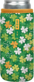 Sok It CanSok Sleeve for Beer & Soda Insulated Neoprene Cover (Luck of the Shamrock, 12oz Slim Can Sleeve)