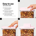 Premium Airtight Food Storage Containers ROSE 8P/SET, 6pcs Container, 1pcs Water Pitcher and Vacuum Sealer. Patented Double Silicone Lining, 100% Leak Proof, BPA-FREE