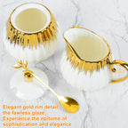 Ceramic Sugar and Creamer Set, Cream Pitcher Sugar Bowl with Lid and Spoon, Sugar and Creamer Container for Coffee Bar (3)