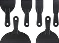 6 Pack Plastic Putty Knife, Durable Plastic Scraper Tool with No-Slip Grip for Spackle, Spreader, Non Scratch and Easy Cleaning Spackle Knife, Putty Knife Set, Black