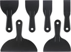 6 Pack Plastic Putty Knife, Durable Plastic Scraper Tool with No-Slip Grip for Spackle, Spreader, Non Scratch and Easy Cleaning Spackle Knife, Putty Knife Set, Black