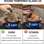 Glass Lid for Frying Pan 8 Inch Tempered Glass Pot Lid Cover with Stainless Steel Rim for 8 Inch Frying Pan Wok Pot Skillet
