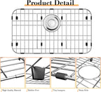 23’’ x 13’’ Stainless Steel Sink Grid, Sink Protectors for Kitchen Sink, Sink Protector with Rear Drain for Single Sink Bowl, Sink Bottom Grid, Sink Grate for Bottom with Sink Strainer
