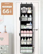STORAGE MANIAC Over the Door Organizer Large Capacity Hanging Organizer, Clear Deep Pockets Behind Door Closet Organizer and Storage for Nursery, Bathroom, Bedroom, Pantry, 1 Pack Black