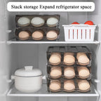 Egg Holder for Refrigerator Auto Scrolling Organizer Plastic Stackable Storage Container Reusable Clear Tray Box Basket Bin Lid Drawer Carrier Keeper(1 Layer)