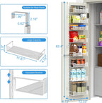 12.3" W Narrow Over the Door Pantry Organizer, 8-Tier Over the Door Organizer with Adjustable Basket, Pantry Door Organization for Pantry Kitchen Storage Room Spice Rack, White