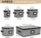 homyfort China Storage Containers, Hard Shell for Plates, Moving Boxes for Dishes, Cups, Mugs, Tableware Moving Supplies for Kitchen Organization- 5-Piece Set (5-piece set)