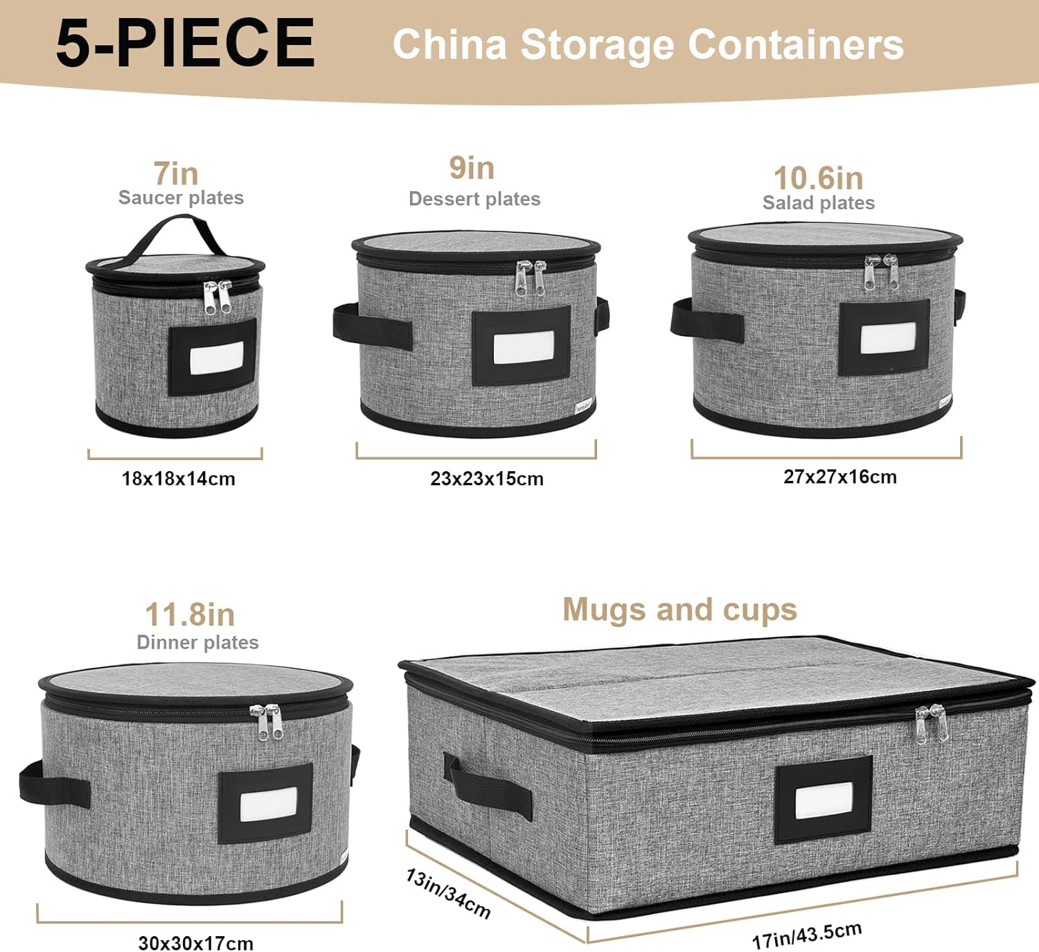 homyfort China Storage Containers, Hard Shell for Plates, Moving Boxes for Dishes, Cups, Mugs, Tableware Moving Supplies for Kitchen Organization- 5-Piece Set (5-piece set)