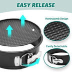 SHIKORI Cake Pan Set for Baking, Non-Stick Springform Pans Set of 4 (4, 7, 9 10 inch), Round Cheesecake Pan, Leak-Proof Cake Pans with Removable Bottom-Black 4 Pcs