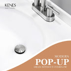 KENES Bathroom Vessel Sink Pop Up Drain Without Overflow Assembly, Lavatory Vanity Sink Drain Stopper,Anti-Clogging Drain Strainer, Brushed Nickel, KE-P300A