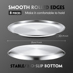 Thenshop 8 Pieces 9 Inch Pizza Pans Bulk Stainless Steel Sets Round Bakeware Pizza Trays for Oven Kitchen Baking Home Restaurant Safe Sturdy Reusable Easy Clean(Silver)