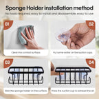 Kitchen Soap Dispenser Set with Instant Dry Tray & Sponge Holder,16 Oz Hand and Dish Soap White Glass Dispenser Set,Stainless Steel Pump,Waterproof Labels,Luxury Soap Bottle for Bathroom