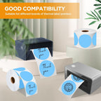 2 Inch Circle Thermal Sticker Labels, 2" Self-Adhesive Round Thermal Stickers for Business-750 Labels/1 Roll (Blue)