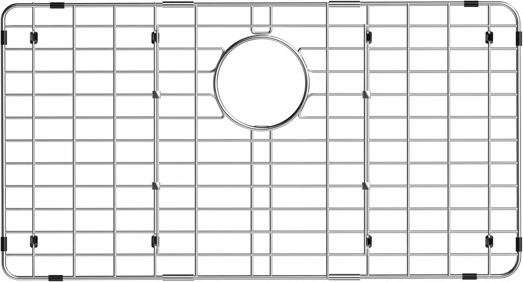 iPEGTOP Sink Bottom Grid, Stainless Steel Sink Protector 27-1/2" x 13-1/2" Rear Drain Hole with Corner Radius, Sink Grate Rack for Bottom of Kitchen Sink Single Bowl with Hole Cover