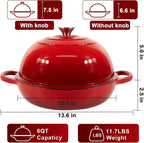 AHJ 6QT Dutch Oven For Bread Baking, Enameled Cast Iron Dutch Oven Pot with Lid, Multi-Functional Bread pan, Sourdough Baking Supplies with Proofing Basket, Cast Iron Bread Oven, Silicone Sling & Gloves.