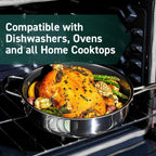 HexClad Hybrid Nonstick 4.5-Quart Deep Sauté Pan with Tempered Glass Lid, Stay-Cool Handle, Dishwasher-Friendly, Oven-Safe Up to 900°F, Induction Ready, Compatible with All Cooktops