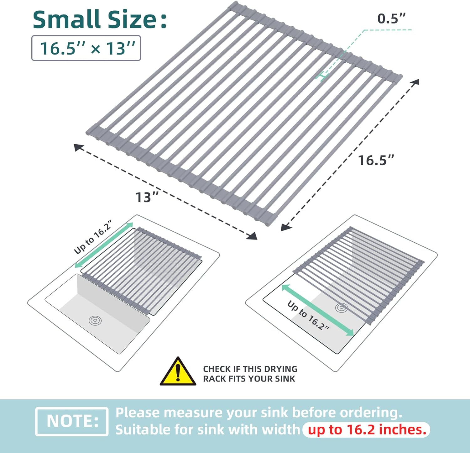 Ohuhu Roll Up Dish Drying Rack, Over The Sink Multipurpose Roll-Up Dish Racks, 16.5" W x 13" L Rolling Heat-Resistant Anti-Slip Silicone Coated Dish Drainer Portable Foldable for Kitchen Counter